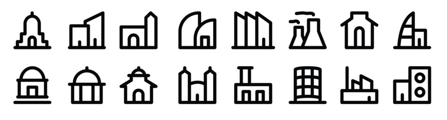  pack of architectures bold line icons © uoop