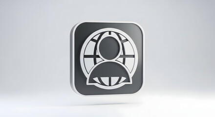 Title: 3D User Avatar Icon — Square with Profile Silhouette
