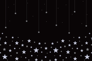 Realistic Stars on Dark Background, Night Sky Vector for New Year and Holiday Design