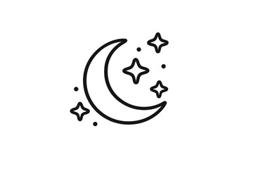 Obraz premium Crescent moon with stars icon