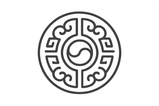 Korean Taegeuk Symbol with Ornate Border