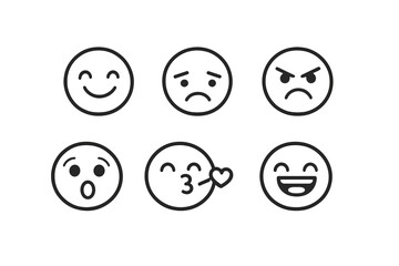 Fototapeta premium Set of six different emoji faces on a grey background