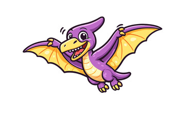 Cute Purple Pterodactyl Flying Cartoon © Artstock