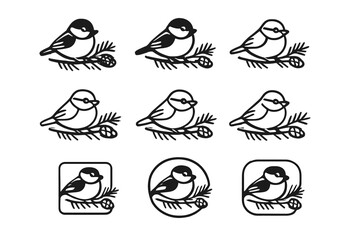 Cute Chickadee Bird Icons © Andrei