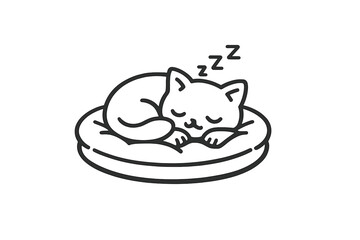 Cute sleeping cat icon on a dark background