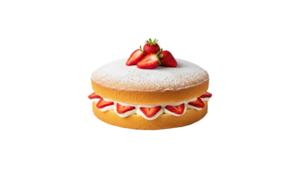 Strawberry Victoria Sponge Cake Isolated