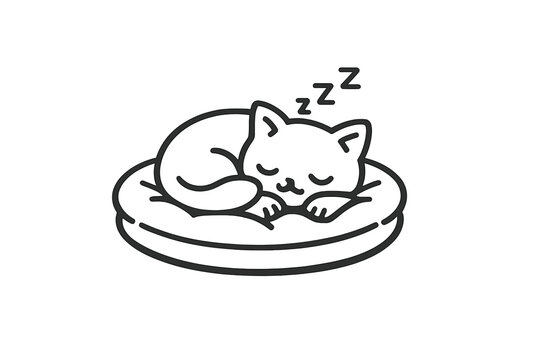 Cute sleeping cat icon on a dark background