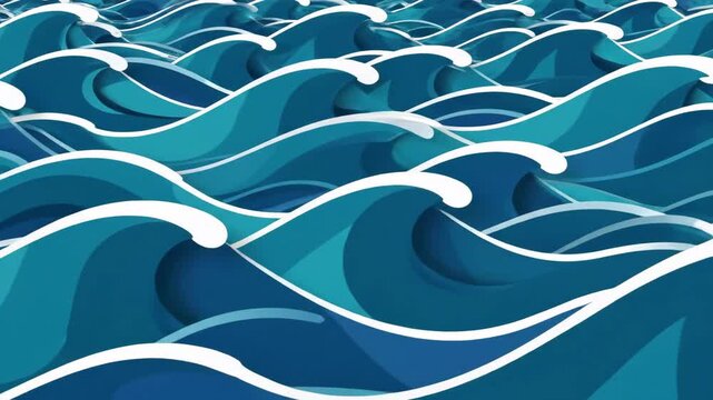 A mesmerizing animated sequence showcasing rhythmic ocean waves with vibrant blue hues and dynamic water motion, ideal for sea-related visual projects.