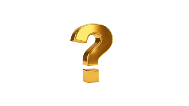Gold question mark symbol on Transparent Background - Powered by Adobe