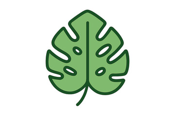 Green monstera leaf icon on a gradient background © Artstock
