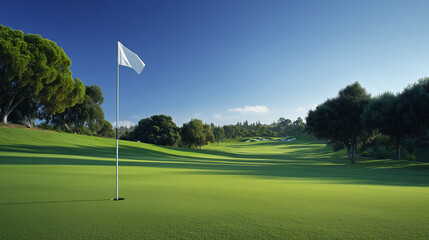 Obraz premium Sunny golf course scenery sports background