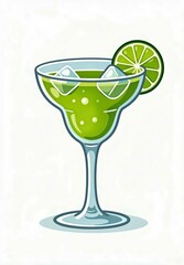 cocktail with lime illustration 