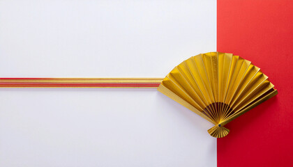 金色の扇子と水引の和風装飾 generative ai