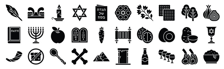  Passover related solid icon set, vector illustration © iokva