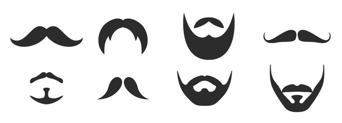 set of isolated icons on a theme beard and mustache