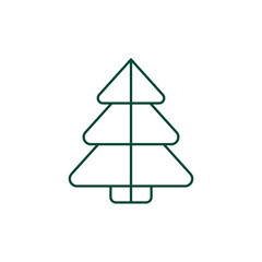 Outline Christmas Tree Icon, Editable Stroke Vector Evergreen Illustration
