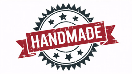 Obraz premium Handmade stamp seal with starburst design and red banner