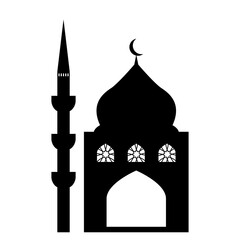 Eid mubarak mosque and minaret silhouette vector