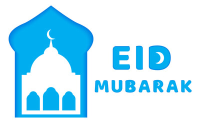 Eid Mubarak vector background with mosque icon and typography