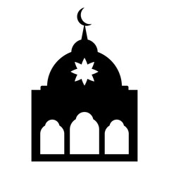 Eid mubarak mosque silhouette with star vector