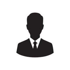 User profile icon of a businessman in a suit. Anonymous person silhouette for corporate identity. Male avatar for business accounts, manager, or employee representation