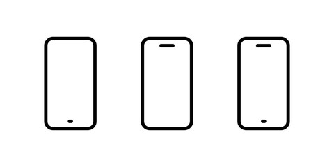 Smartphone outline icon set. Mobile phone line symbol. Cellphone device sign. Editable stroke