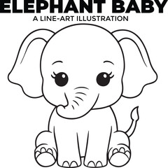 Obraz premium Elephant Baby: Gentle Joy in Line Art