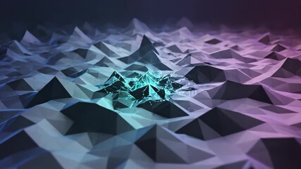 A vibrant digital landscape showcasing luminous crystal-like terrain illuminated by colorful glowing neon effects and complex geometric patterns for innovative visual storytelling. - Powered by Adobe