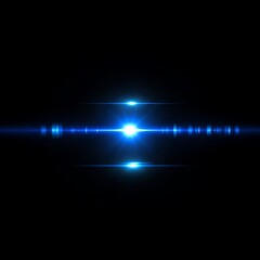 Obraz premium Blue cinematic light streak with glowing flare on dark background