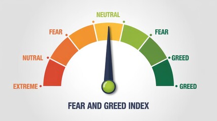 Fear and Greed Index meter showing neutral sentiment for financial markets or investment decisions