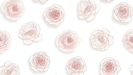 Hand-painted blush watercolor roses/peonies with light line art on clean white