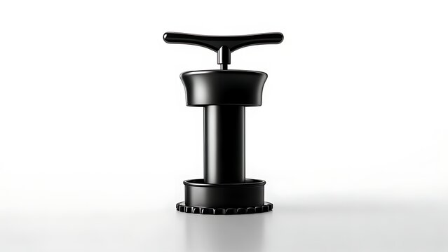 Sleek, black, cylindrical device on a white surface, featuring a T-shaped handle. Used for extracting closures