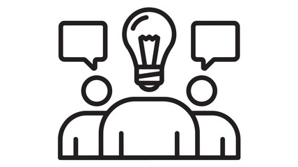 Idea generation with people and a lightbulb on transparent background silhouette © skakter24