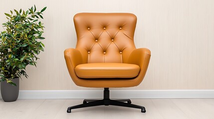 Stylish Orange Upholstered Armchair in Modern Room Chairs Tools Leather