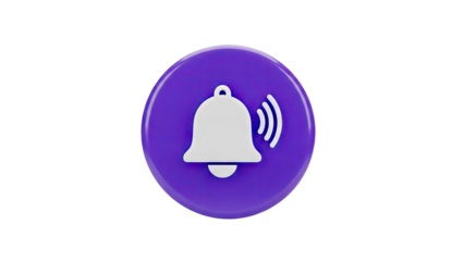 3D Notification Bell Icon 3D Render on transparent background