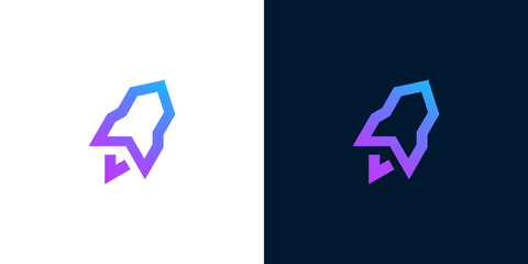 Sleek modern geometric rocket icon, brilliantly designed with a vibrant gradient, embodying innovation, rapid progress, and visionary business growth for digital ventures and tech startups