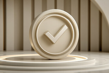 Checkmark inside circular double-arrow icon, approval loop and task completion concept