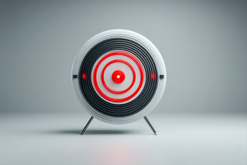 Minimalist radar icon with three arcs and detected dot for security monitoring design