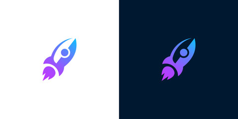 Vibrant Gradient Rocket Ship Icon Symbolizing Speed and Innovation