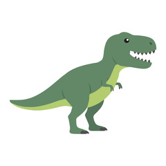 Powerful Tyrannosaurus Rex or T-Rex dinosaur vector illustration with sharp teeth and a green body