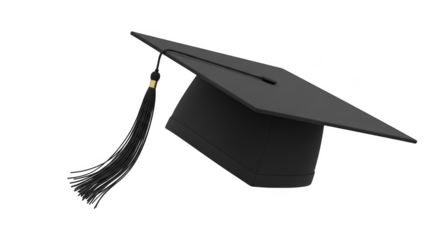 Black graduation cap with gold tassel detail on black background academic cap mortarboard