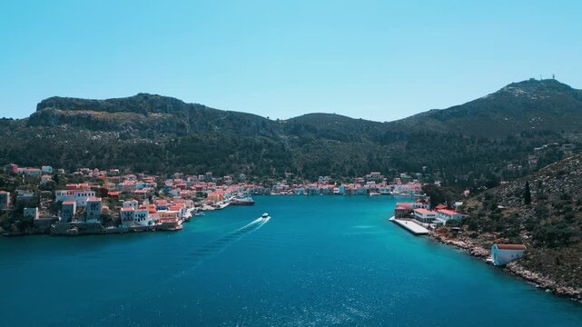 Aerial view of Kastellorizo (Megisti Island) in Greece