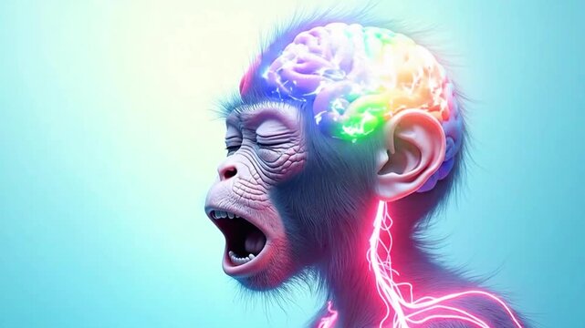 Monkey Head with Brain. Monkey Brain