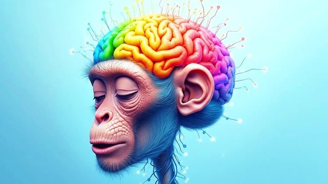 Monkey Head with Brain. Monkey Brain