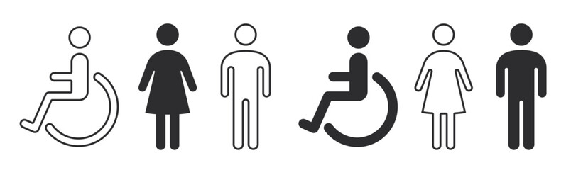 Restroom icons. Toilet icons. Restroom for people with physical disabilities. Vector scalable graphics © aiobw