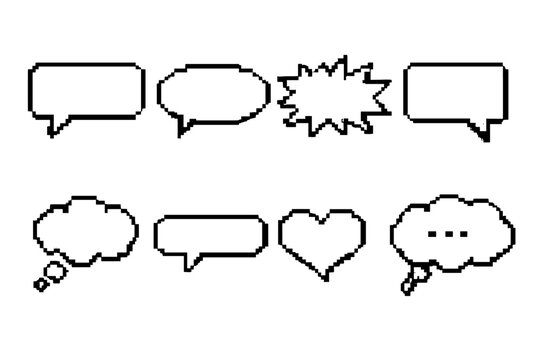 Pixel Speech Bubbles and Thought Bubbles Collection