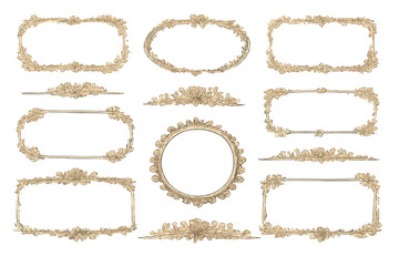 Vintage Ornate Frames and Ornaments Set