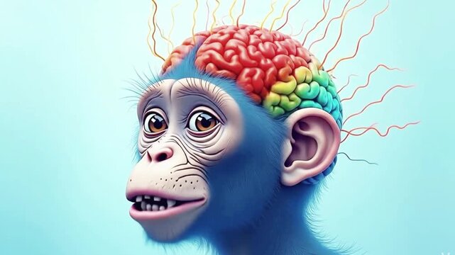 Monkey Head with Brain. Monkey Brain