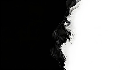 Black and white smoke on a dark background with an artistic flowing design