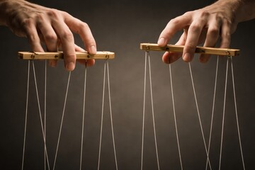 A Captivating Visual of Hands Manipulating Puppets on Strings, Embodying Control, Artistry, and Expression in the Art of Marionette Performance